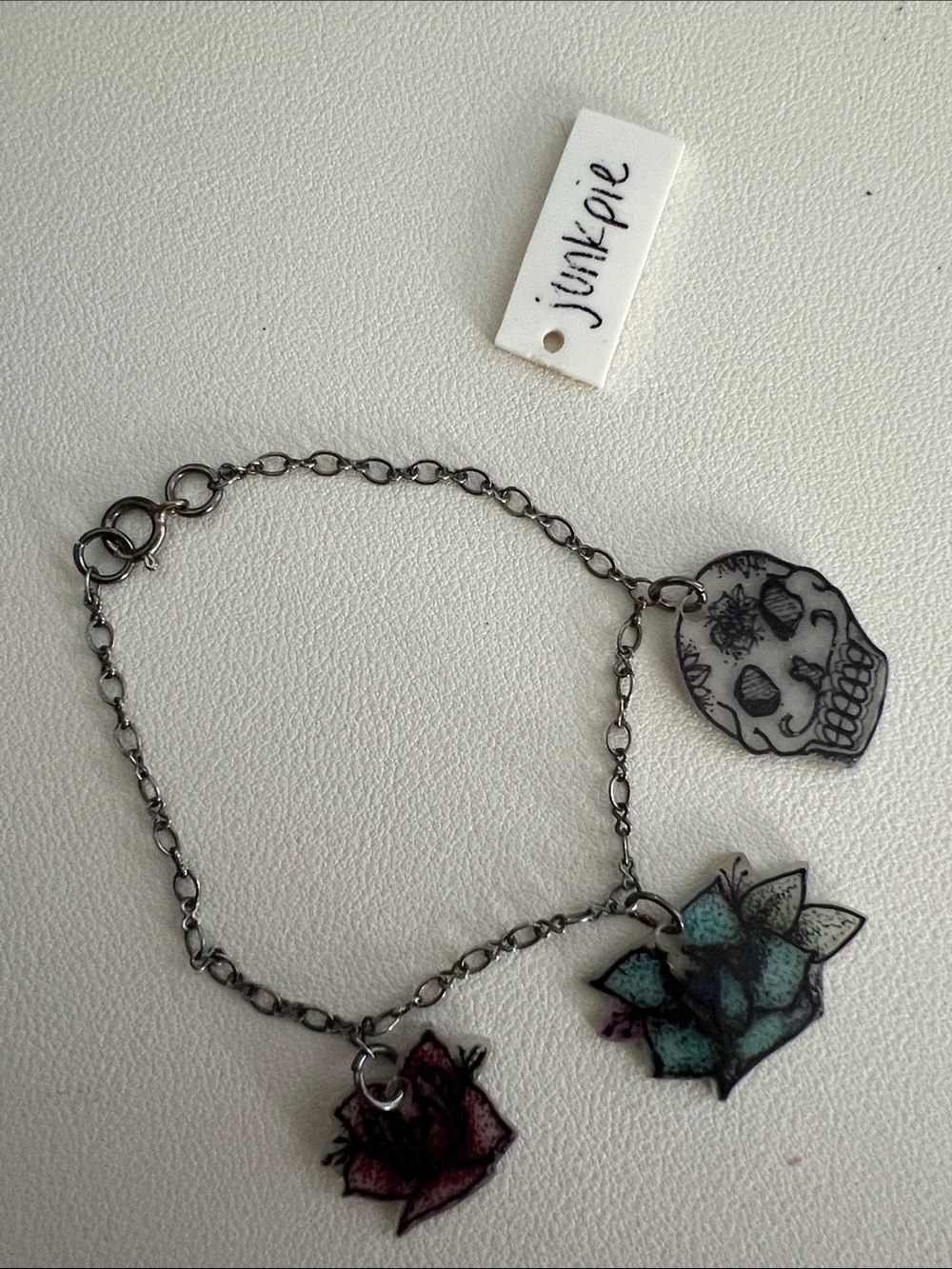 Floral and Skull Bracelet by Junkpie
